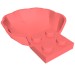 18970 - Coral - Animal Body Part, Clam / Scallop Half Shell with 4 Studs