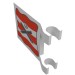 2335pr0007 - White - Flag 2 x 2 Square [Thin Clips] with Crossed Cannons over Red Stripes, Black Outline Print