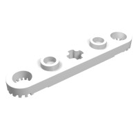 2711 - Technic Plate 1 x 5 with Toothed Ends, 2 Studs and Center Axle Hole - White