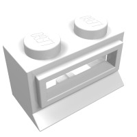 27ac01 - Window 1 x 2 x 1, Extended Lip, Solid Stud [with Glass] - White