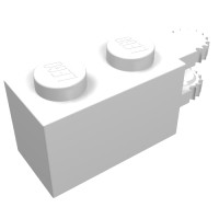 30540 - Hinge Brick 1 x 2 Locking with 2 Fingers Horizontal End, 9 Teeth - White