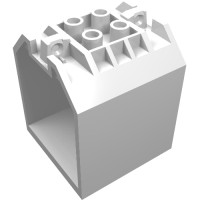 30639 - Container / Box, Open Ended 4 x 4 x 4 with 1 Hinge Finger Each End [Plain] - White