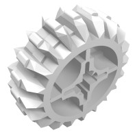 32269 - Technic Gear 20 Tooth Double Bevel with Axle Hole Type 2 [X Opening] - White