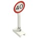 14pr0004 - White - Road Sign Round with Maximum Speed 40 Print