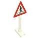 649pr0013 - White - Road Sign Triangle with Pedestrian Crossing 1 Person Print