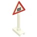 649pr0002 - White - Road Sign Triangle with Level Crossing Small, Thick Print
