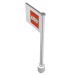 3596pr0003 - White - Flag on Flagpole, Straight with Red Small Lego Print