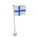 777pr0004 - White - Flag on Flagpole, Wave with Finland Print
