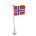 777pr0005 - White - Flag on Flagpole, Wave with Norway Print