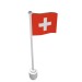 777pr0013 - White - Flag on Flagpole, Wave with Switzerland Print