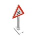 649pr0016 - White - Road Sign Triangle with Dangerous Intersection Print