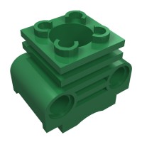 2850b - Technic Engine Cylinder without Side Slots, with Bottom Slots - Green