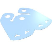 21490 - Neckwear Cape, Short, Curved Bottom, 3 Top Holes and Heart Shaped Holes - Bright Light Blue