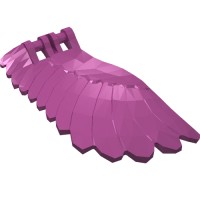 20313 - Creature Body Part, Wing 4 x 7 Left with Feathers and Handles for Clips - Magenta