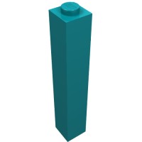 2453b - Brick 1 x 1 x 5 with Solid Stud - Dark Turquoise