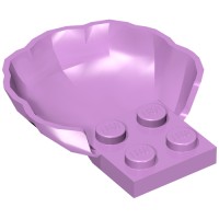 18970 - Animal Body Part, Clam / Scallop Half Shell with 4 Studs - Medium Lavender