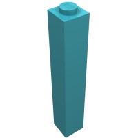 2453b - Brick 1 x 1 x 5 with Solid Stud - Medium Azure