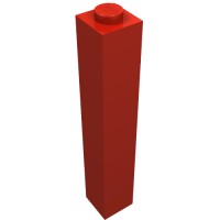 2453b - Brick 1 x 1 x 5 with Solid Stud - Red