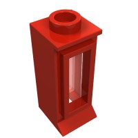 29bc01 - Window 1 x 1 x 2, Extended Lip, Hollow Stud [with Glass] - Red