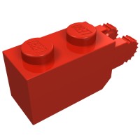 30365 - Hinge Brick 1 x 2 Locking with 2 Fingers Vertical End, 9 Teeth - Red