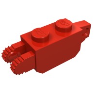 30386 - Hinge Brick 1 x 2 Locking with 1 Finger Vertical End and 2 Fingers Vertical End, 9 Teeth - Red