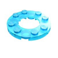11833 - Plate Round 4 x 4 with 2 x 2 Round Opening - Trans-Light Blue