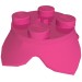 15469 - Plant, Leaves, Round 2 x 2 x 2/3 with + Axle Hole and 4 Leaf Extensions - Dark Pink