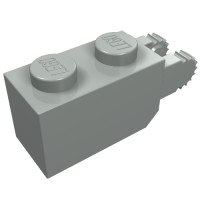 30365 - Hinge Brick 1 x 2 Locking with 2 Fingers Vertical End, 9 Teeth - Light Gray