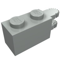 30540 - Hinge Brick 1 x 2 Locking with 2 Fingers Horizontal End, 9 Teeth - Light Gray