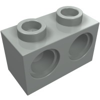 32000 - Technic Brick 1 x 2 [2 Pin Holes] - Light Gray