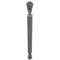 758c01 - Flexible Ribbed Hose 8mm Ends 12L with Tabbed Dark Gray Ends - Light Gray