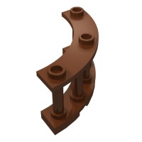 21229 - Fence Spindled 4 x 4 x 2 Quarter Round with 3 Studs - Reddish Brown