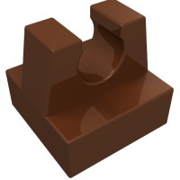 2555 - Tile Special 1 x 1 with Clip and Straight Tips - Reddish Brown