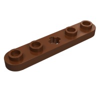 32124 - Technic Plate 1 x 5 with Smooth Ends, 4 Studs and Centre Axle Hole - Reddish Brown