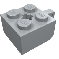 30389b - Hinge Brick 2 x 2 Locking with 1 Finger Vertical and Axle Hole [+ Opening] - Light Bluish Gray