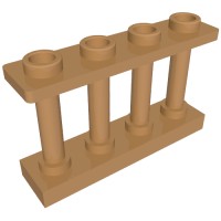 15332 - Fence Spindled 1 x 4 x 2 [4 Top Studs] - Medium Nougat