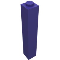 2453b - Brick 1 x 1 x 5 with Solid Stud - Dark Purple