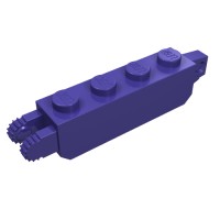 30387 - Hinge Brick 1 x 4 Locking with 1 Finger Vertical End and 2 Fingers Vertical End, 9 Teeth - Dark Purple